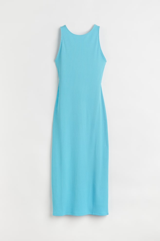 Ribbed dress - Light turquoise/Black - 2