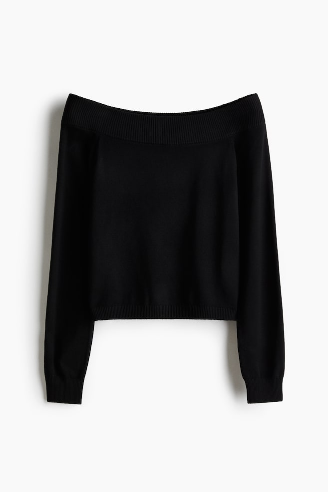 Off-the-shoulder top - Black/White - 1