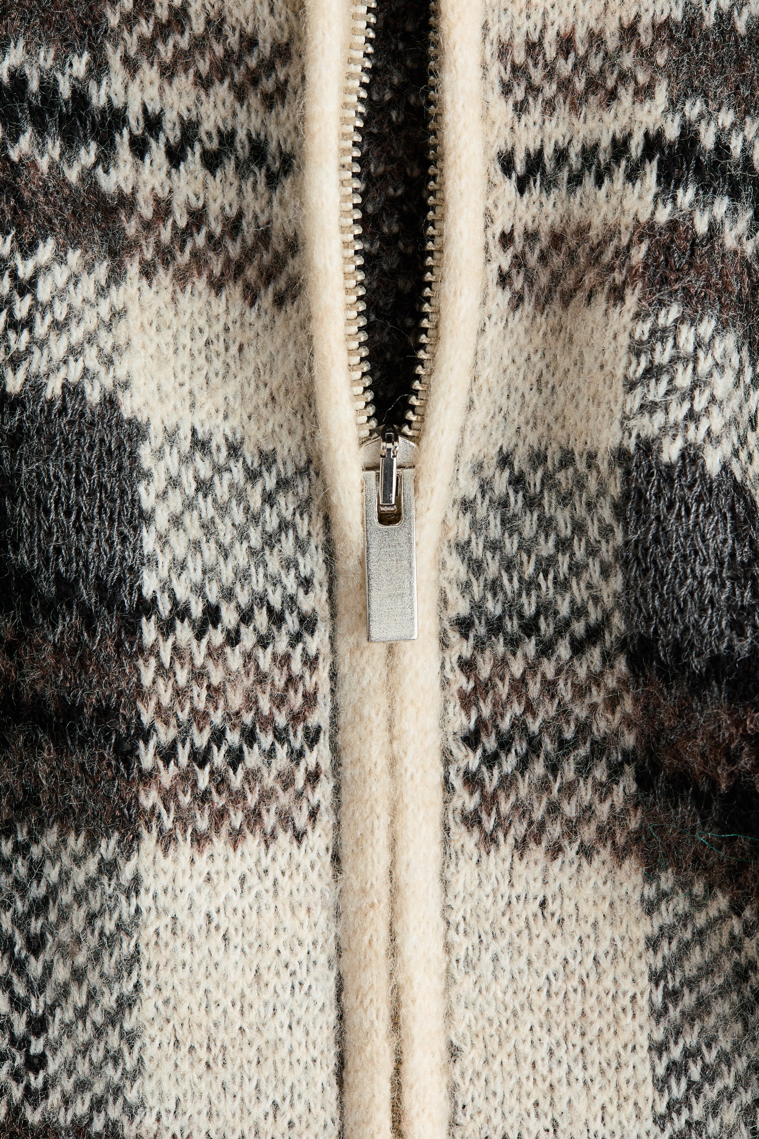 Jacquard-Knit Jacket - Light beige/plaid - 3