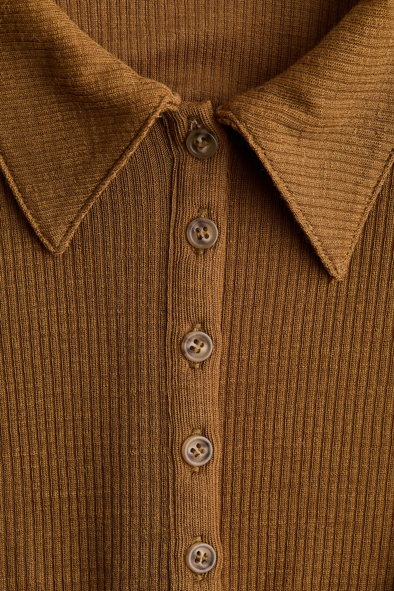 Poloshirt aus Wolle - Goldbraun/Graumeliert - 3