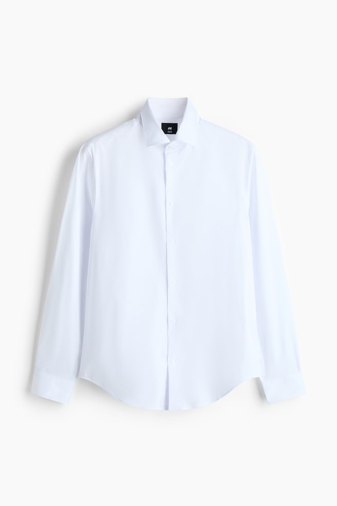 Slim-Fit Stretch Shirt - White/Black/Light blue - 1