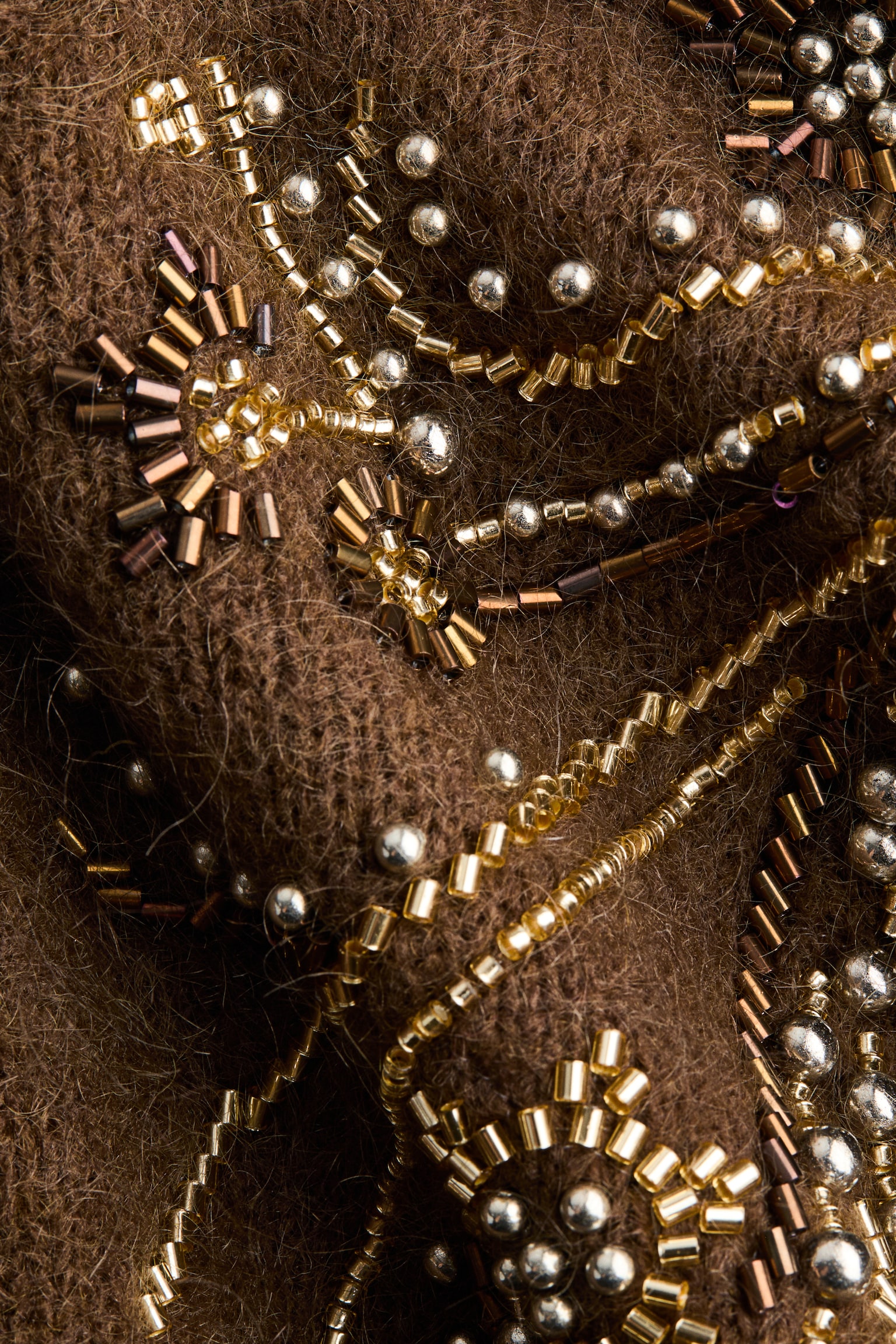 Женский кардиган H&M Beaded Mohair-Blend, цвет: Тёмный коричневый — фото 6