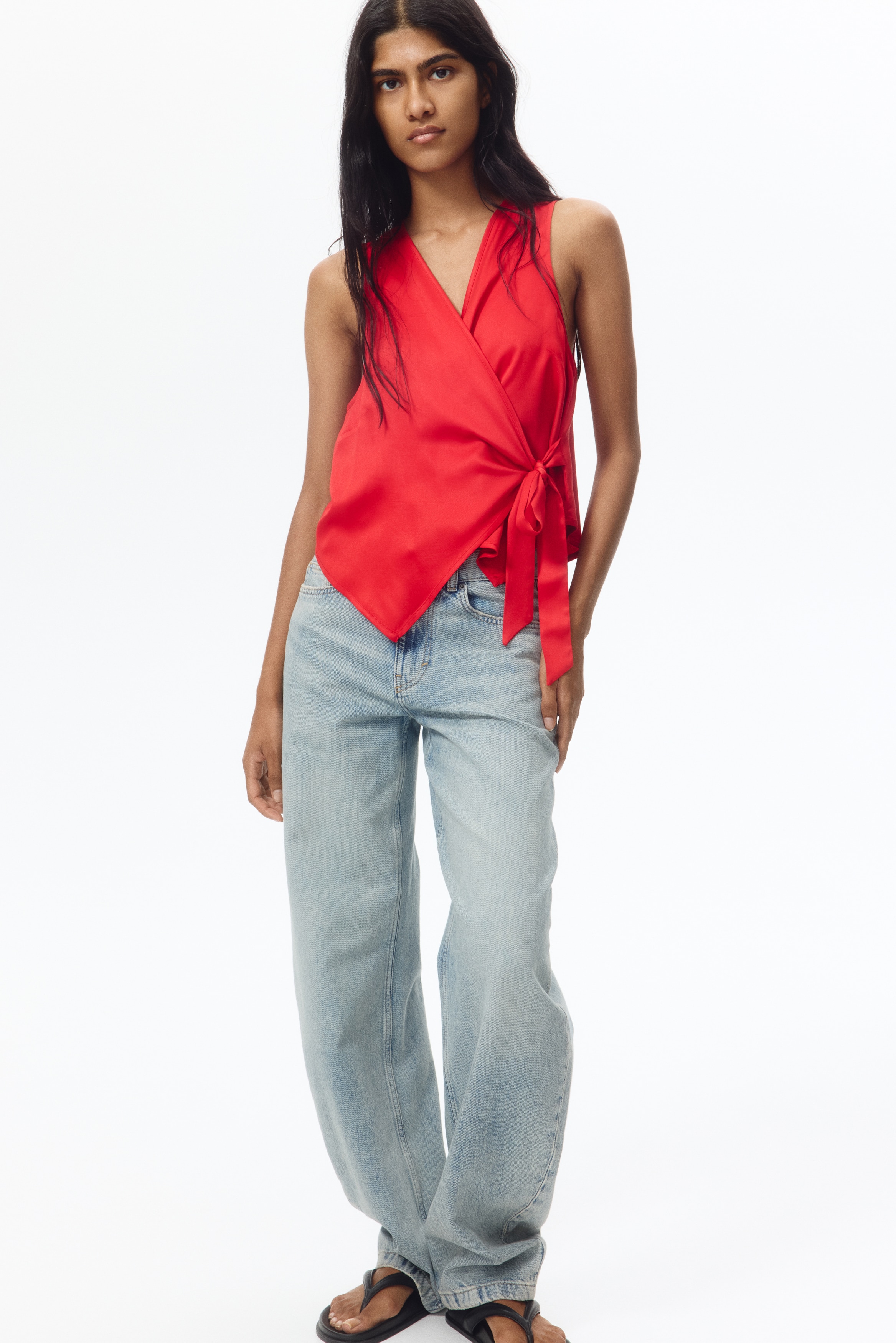 Wrapover handkerchief top - Red