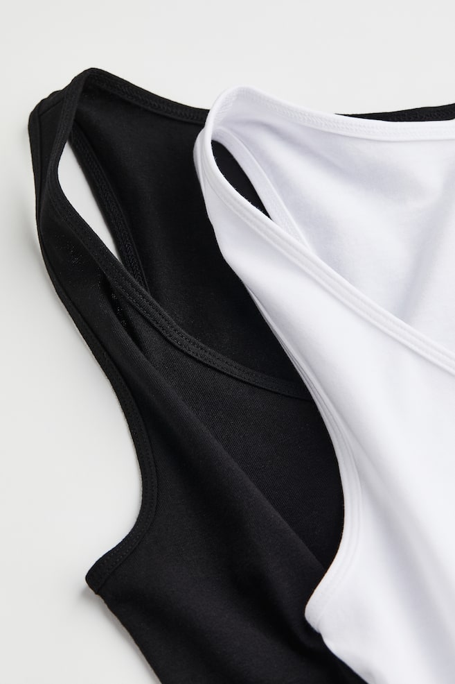2-pack cotton vest tops - Black/White - 2