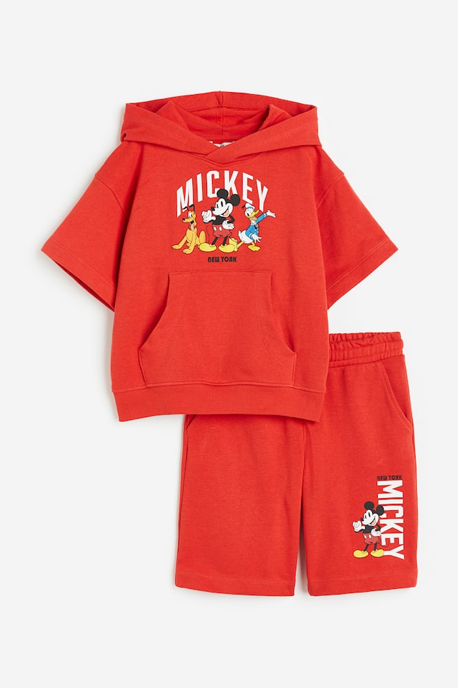 2-piece printed sweatshirt set - Red/Mickey Mouse - 1