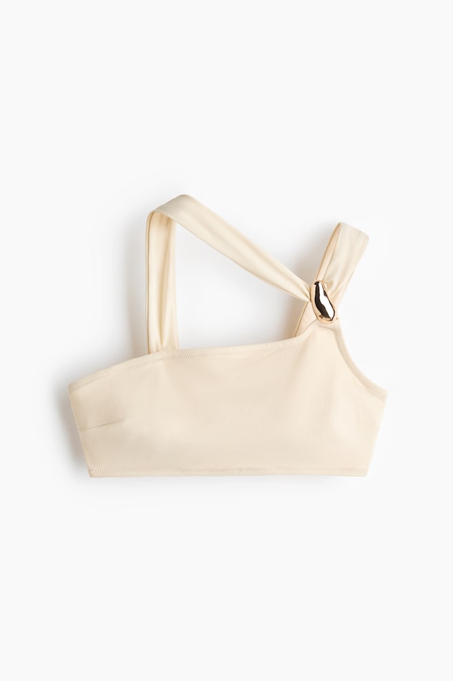 Wattiertes One-Shoulder-Bikinitop - Hellbeige - 1
