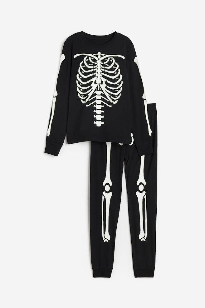 Bedruckter Pyjama - Schwarz/Skelett - 1
