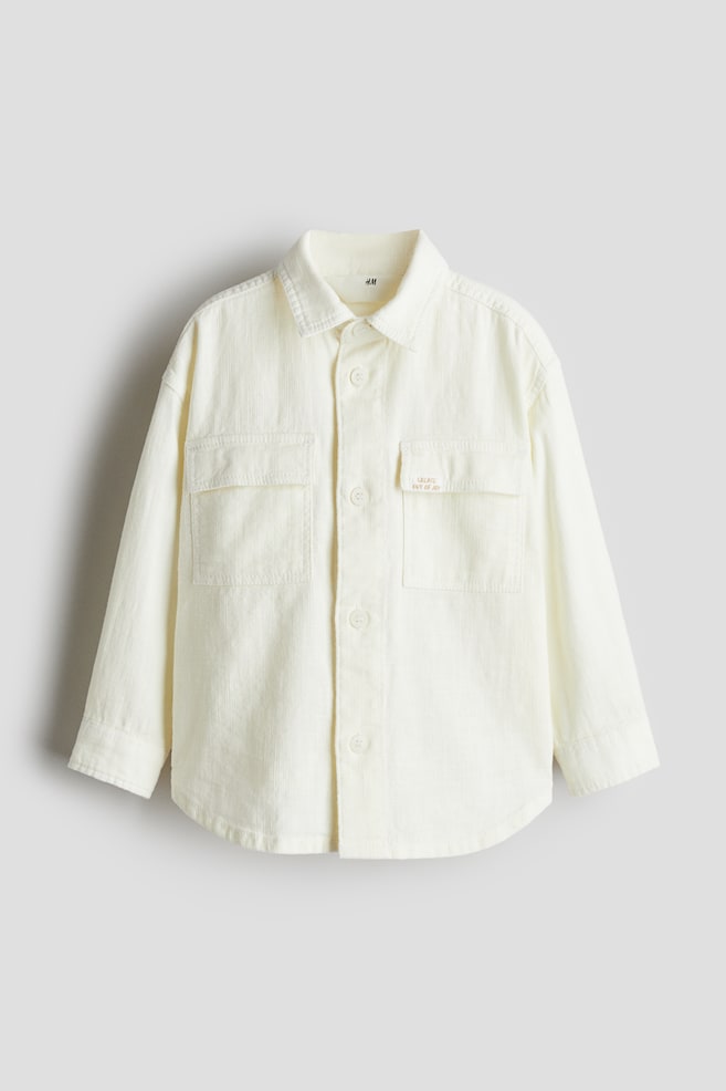 Loose-fit cotton shirt - Cream - 1