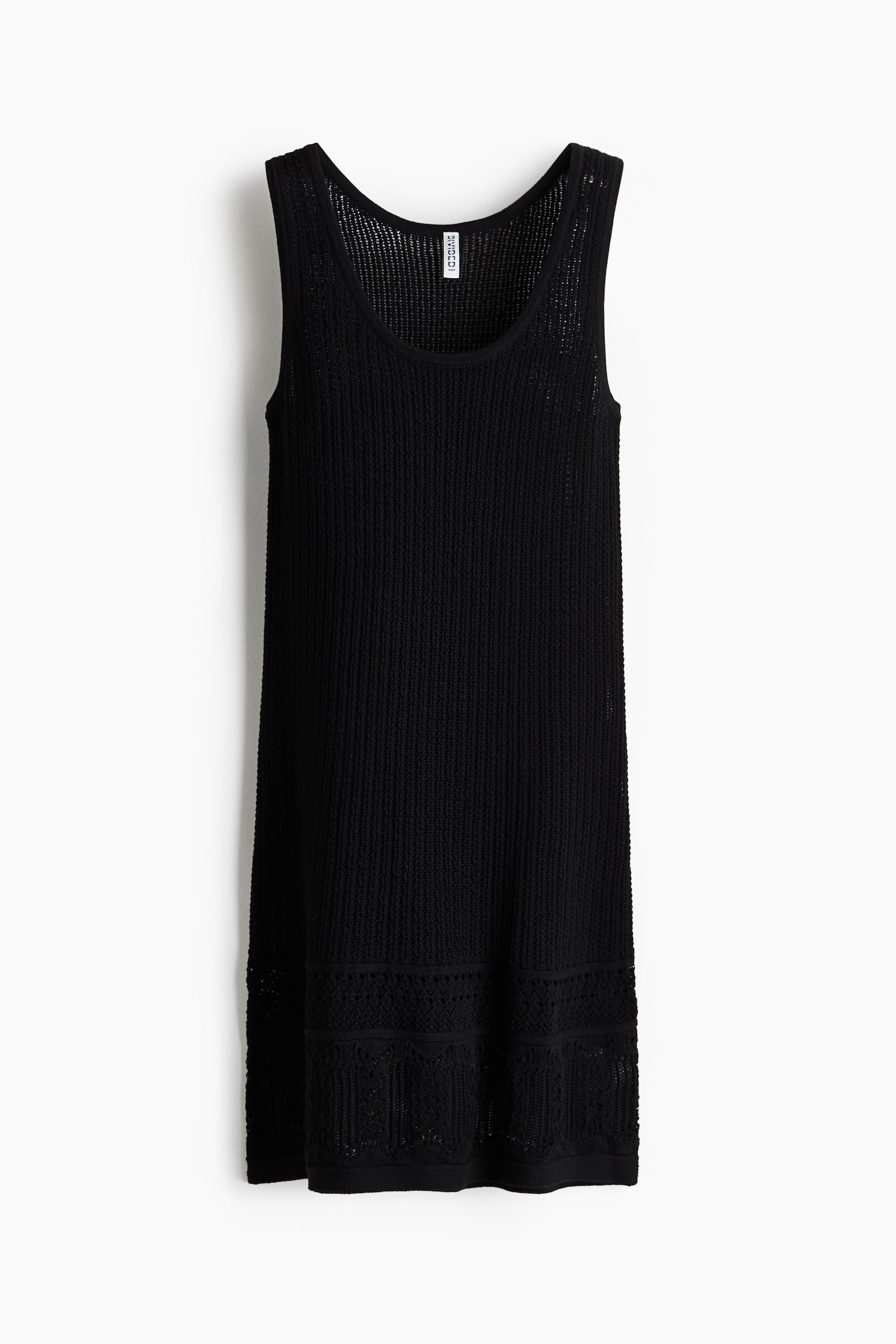 Pointelle-detail dress - שחור/קרם - 1