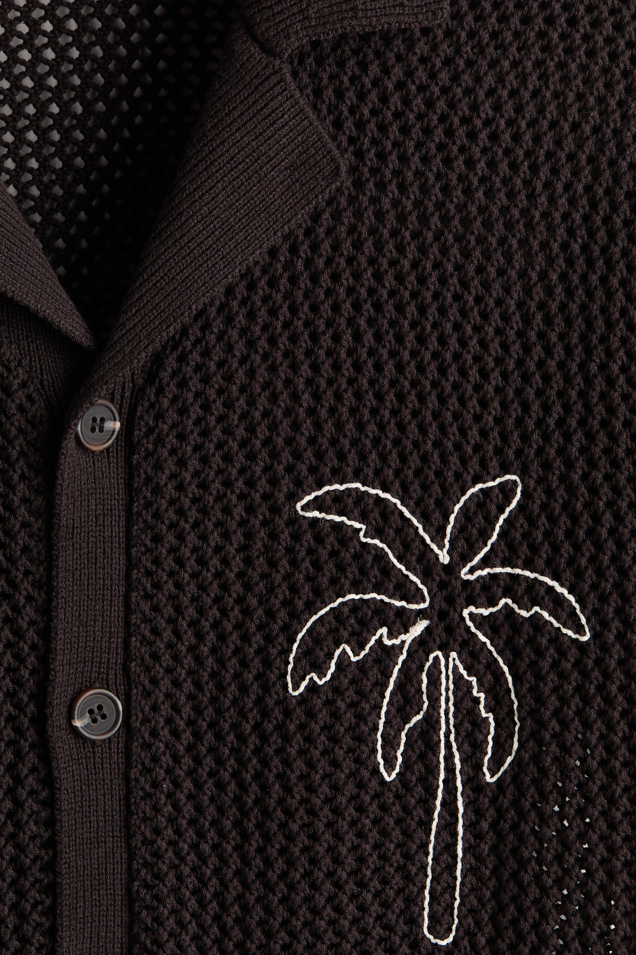 Мужские рубашки H&M Relaxed-Fit Open-Knit Resort Shirt — фото 5
