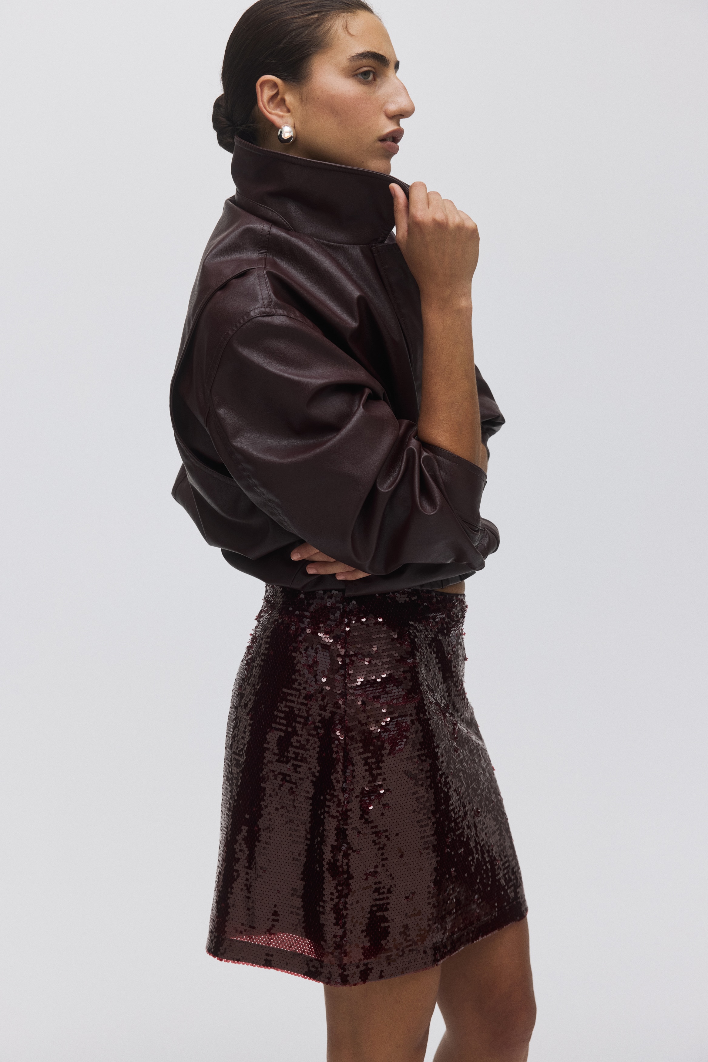 Sequined skirt - Burgundy/Black