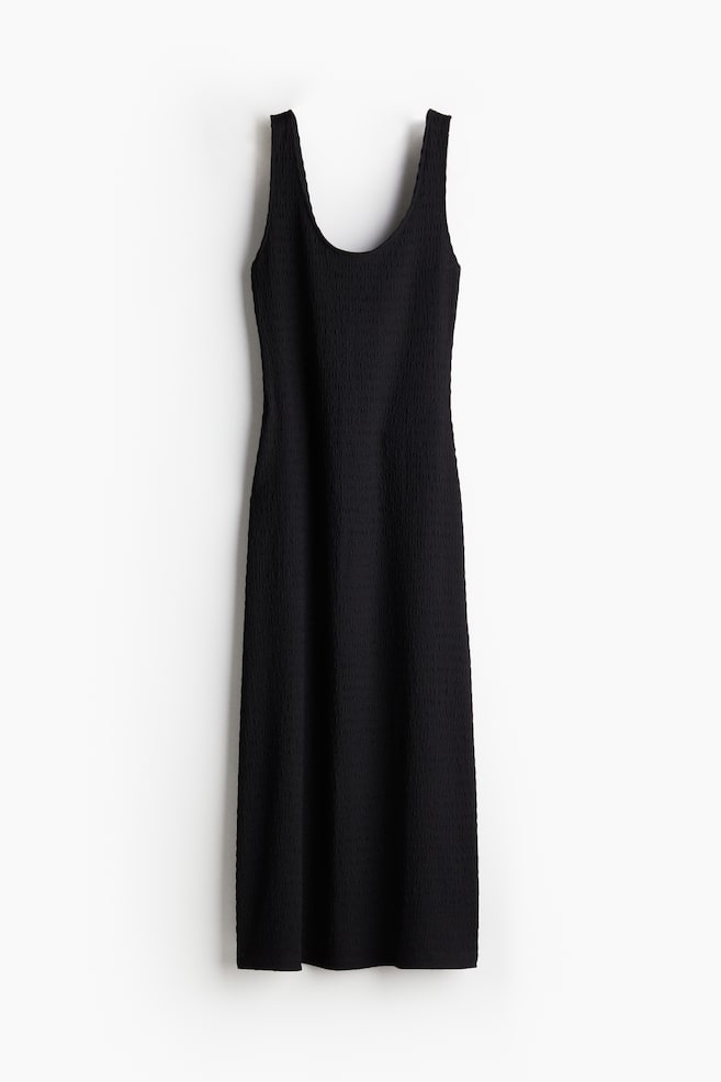 Maxivestido de punto con textura - Negro - 1