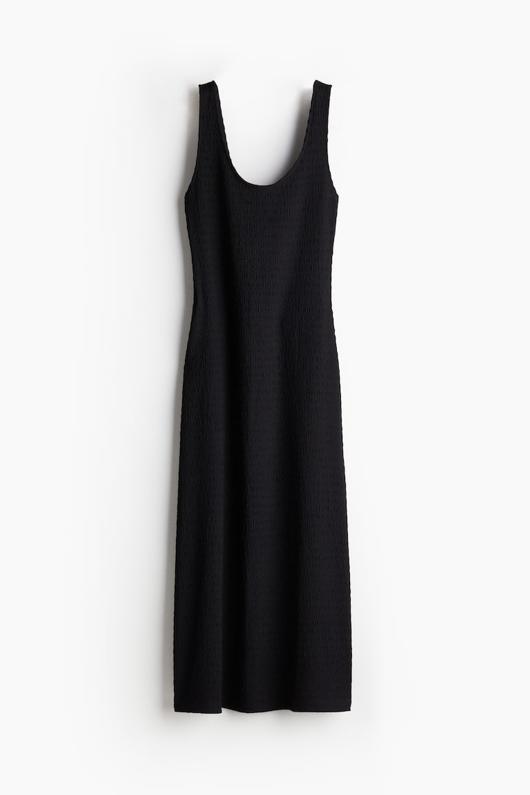 Women's Black Textured Jersey Maxi Dress | H&M US Women's Black Textured Jersey Maxi Dress | H&M US