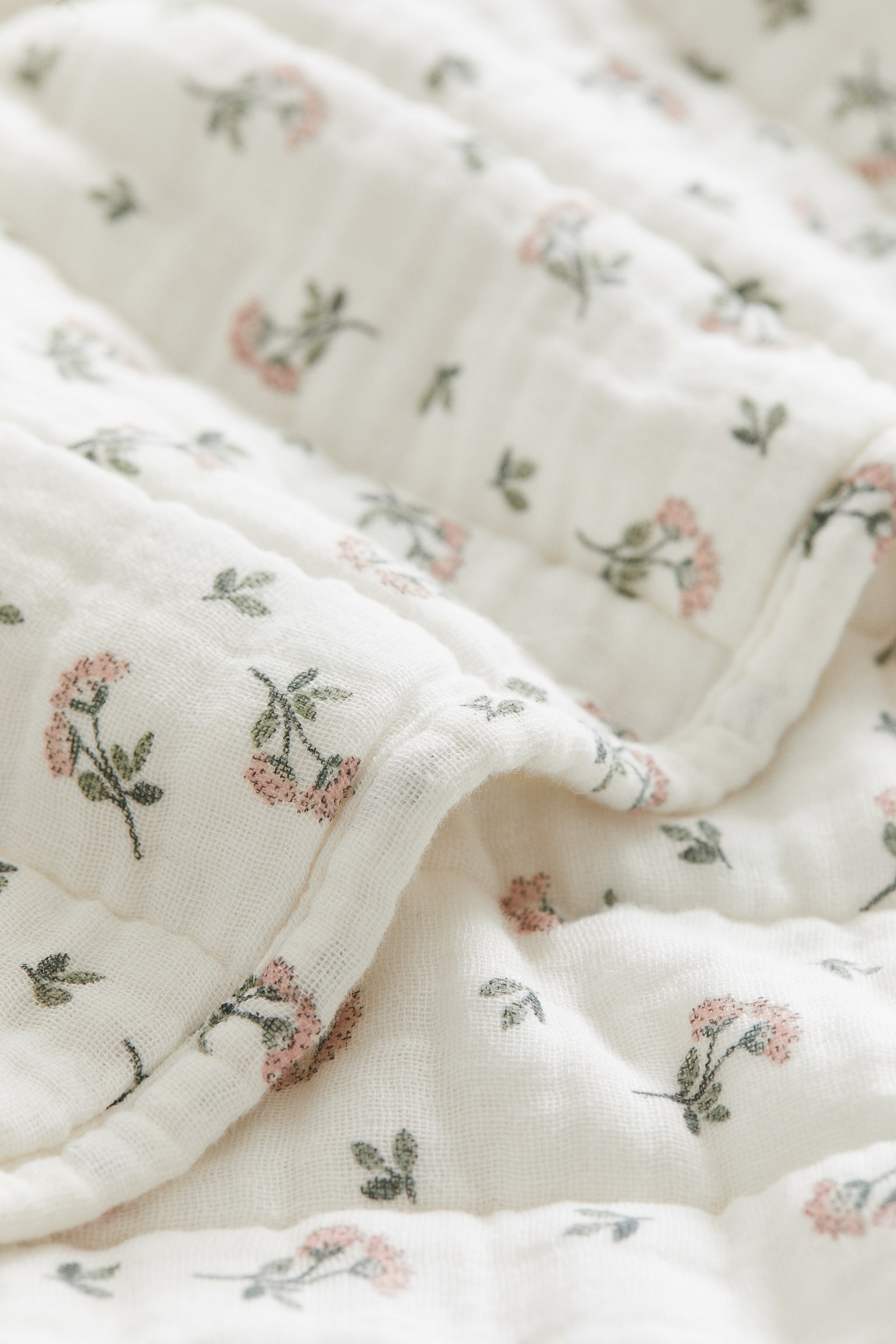 Quilted muslin baby blanket - ホワイト／フローラル - 2