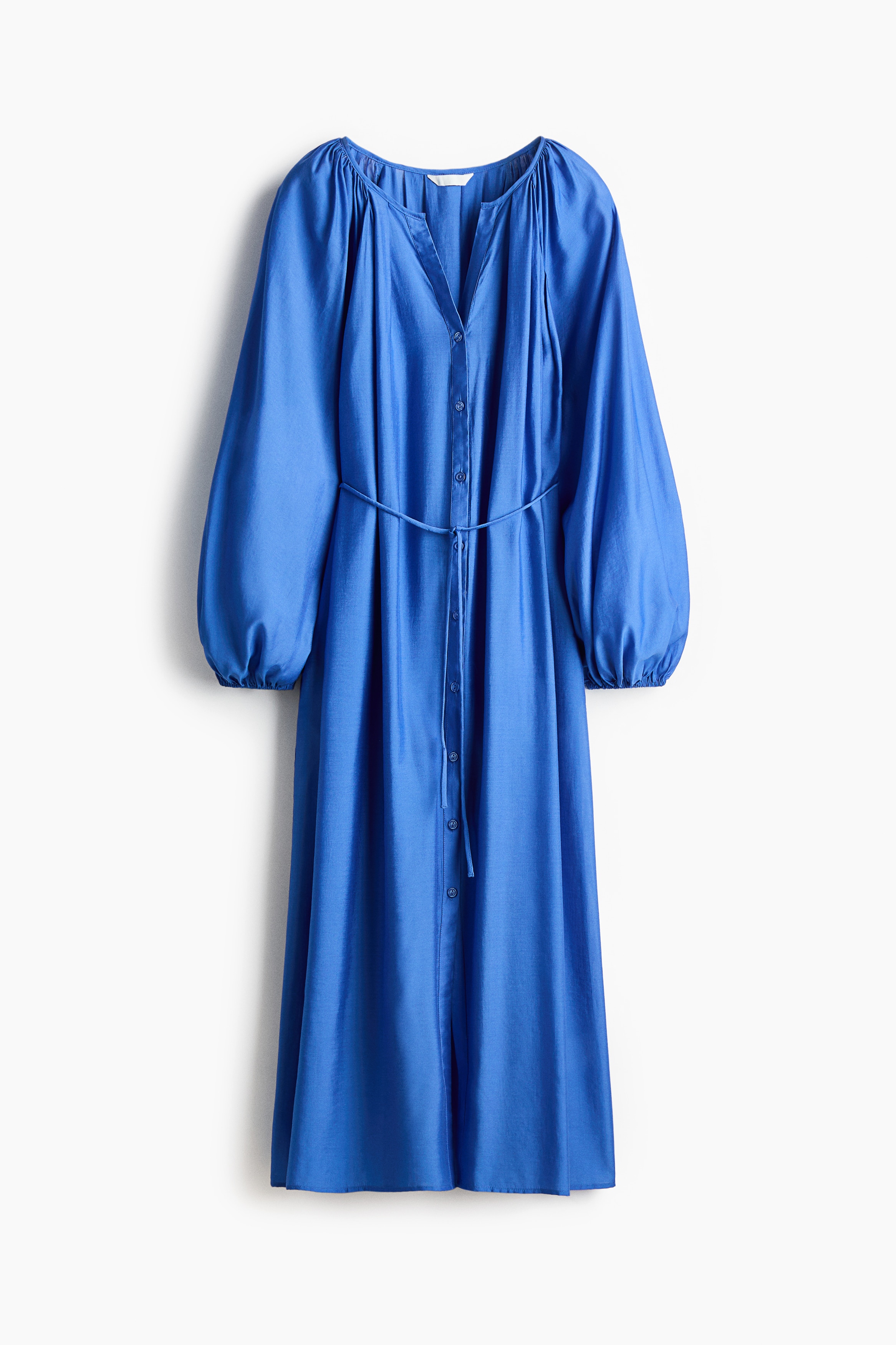 Abito dalla linea ampia con cintura da annodare - Blu/Multicolore/righe