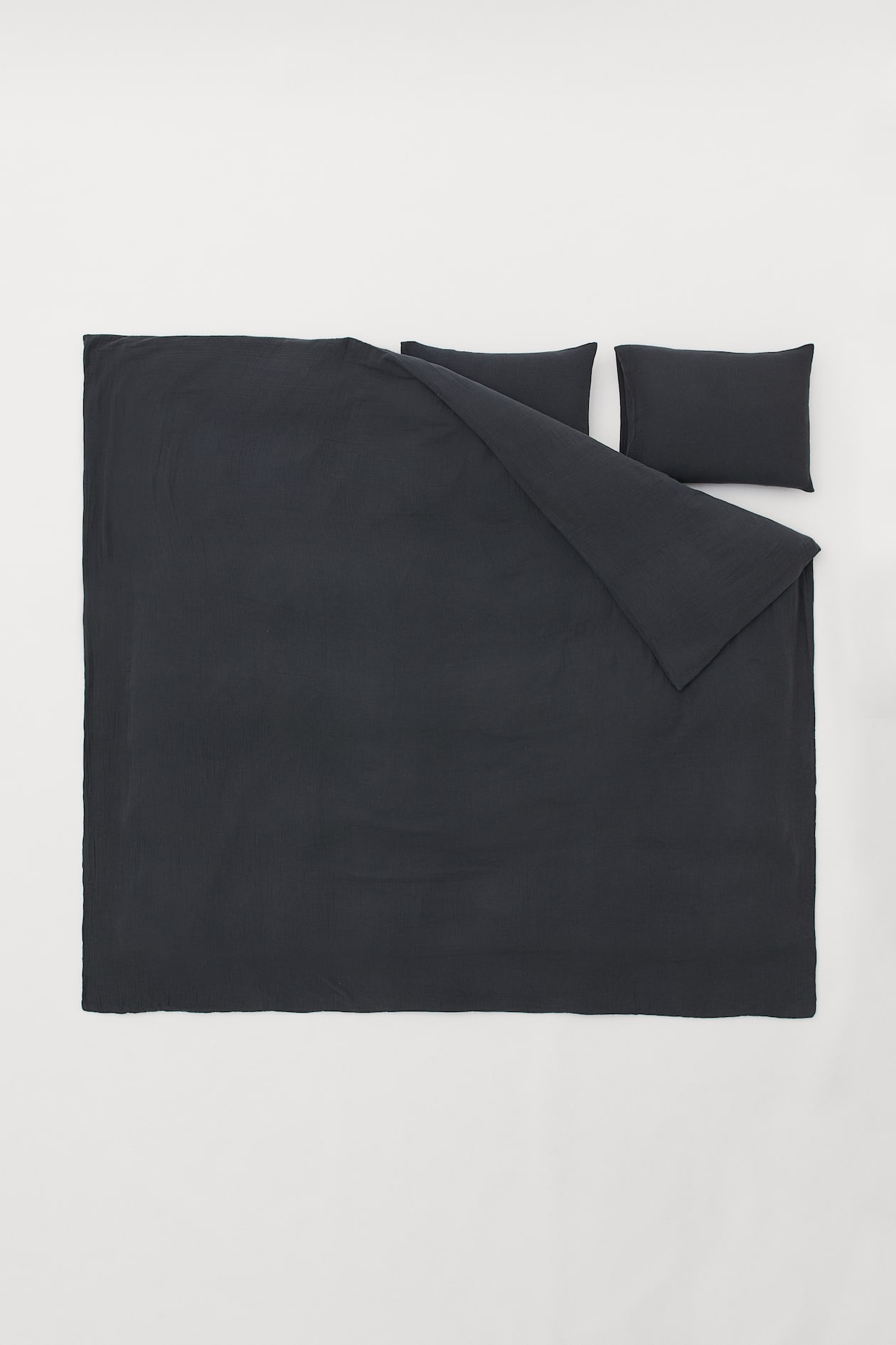 Muslin King/Queen Duvet Cover Set Charcoal gray Home All H&M US