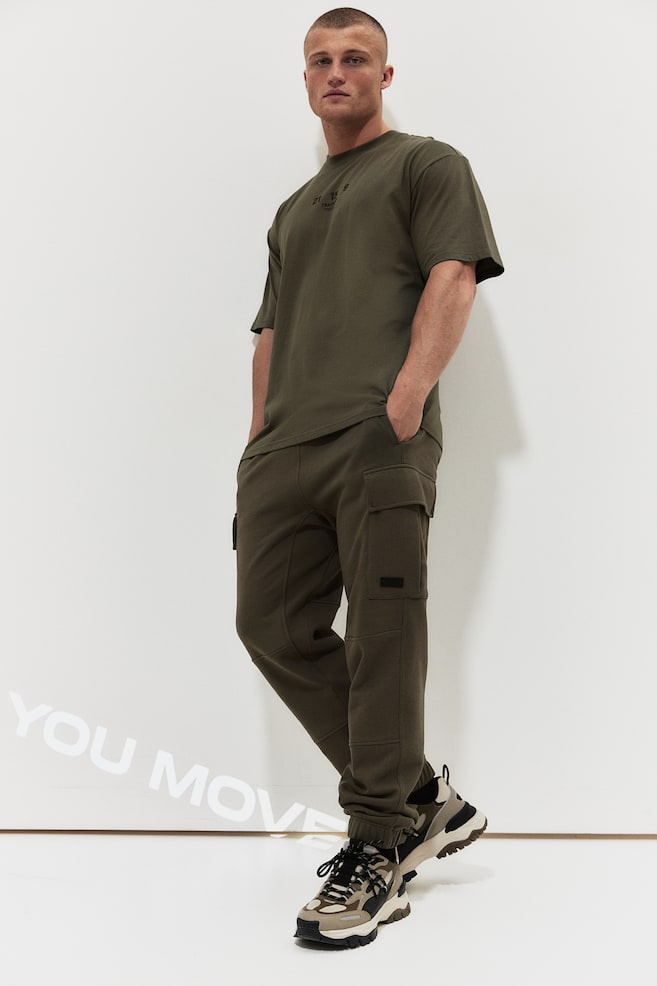 Pantalon jogger cargo DryMove™ en coton - Vert kaki/Noir/Marron foncé - 1