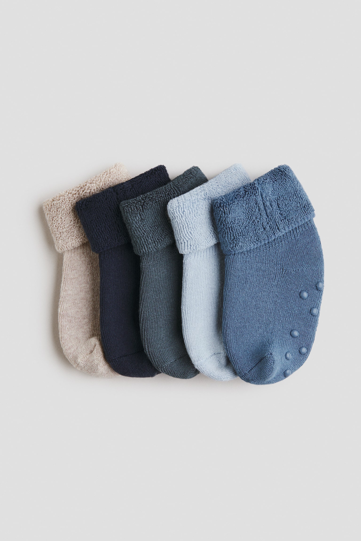 5-pack anti-slip terry socks - Blue/Beige/Light pink/Dark red/Grey/Black/Dark brown/Brown/Dark red/Pink