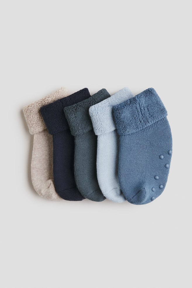 5-pack Non-slip Terry Socks - Blue/beige/Light pink/dark red/Dark brown/brown/Gray/black - 1