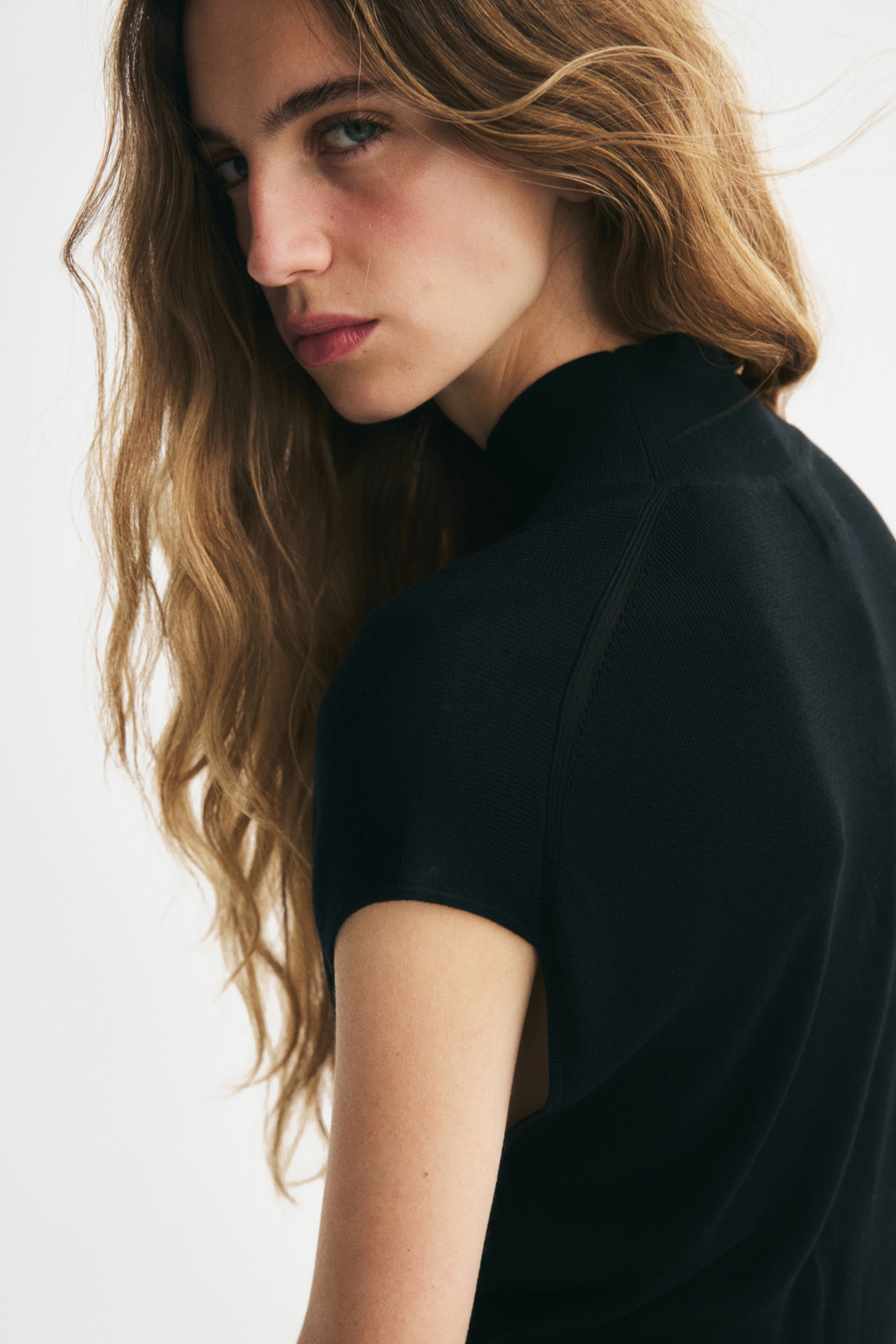 Fine-Knit Mock Turtleneck Dress