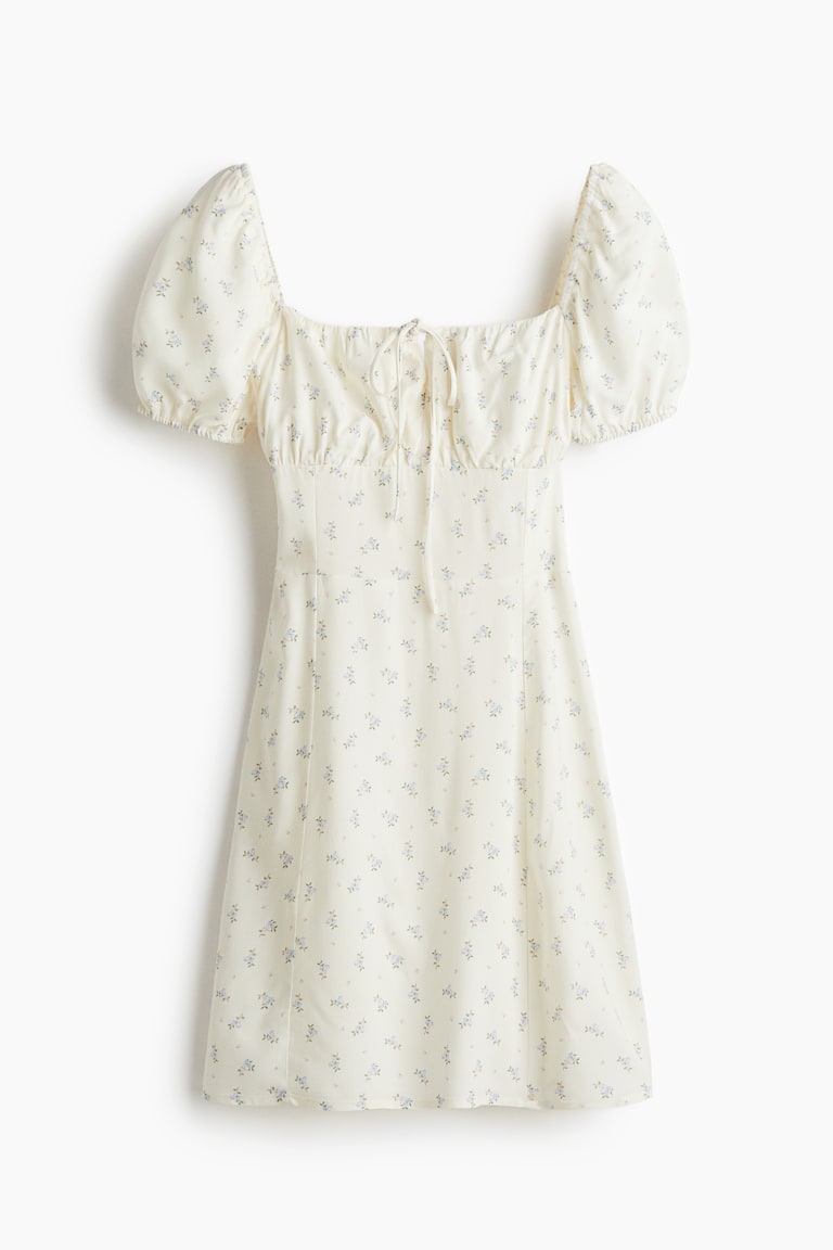h&m blue puff sleeve dress Printed Notched Puff Sleeve Dress  Charming Charlie
