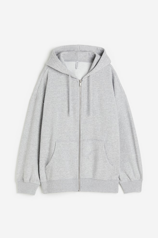 Oversized zip-through hoodie - Light grey marl/Black/Cerise/Light blue/dc/dc/dc/dc - 1