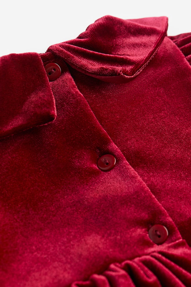Robe en velours avec col - Rouge foncé - 2