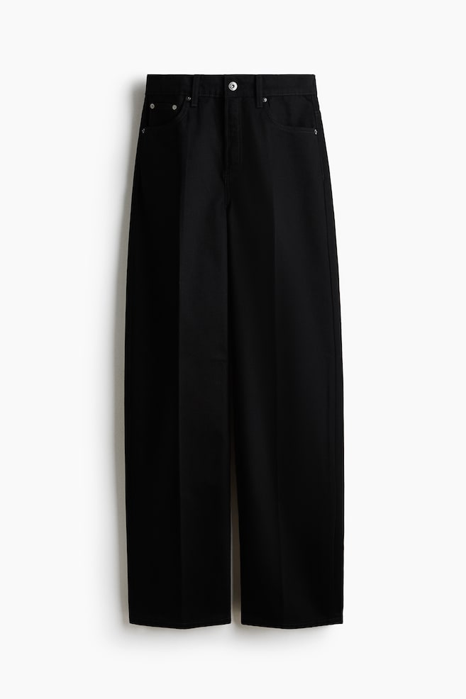 Jeans ampi con piega sulle gambe - Nero/Marrone - 1
