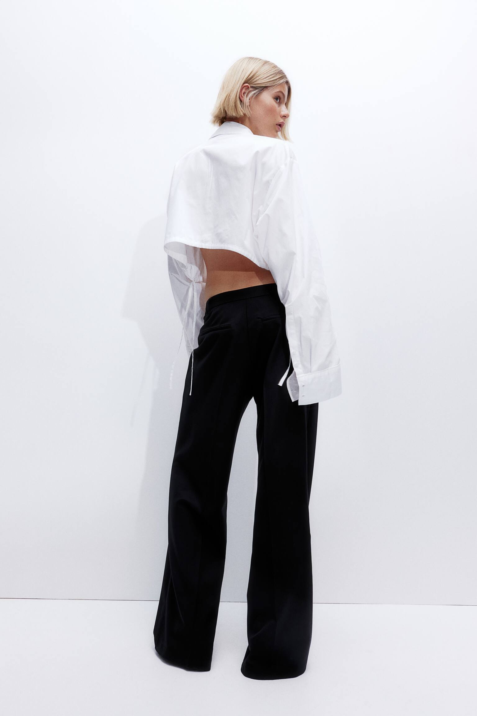 Wide Tailored Pants - Black/Dark brown/Pinstripe/Grey marle - 8