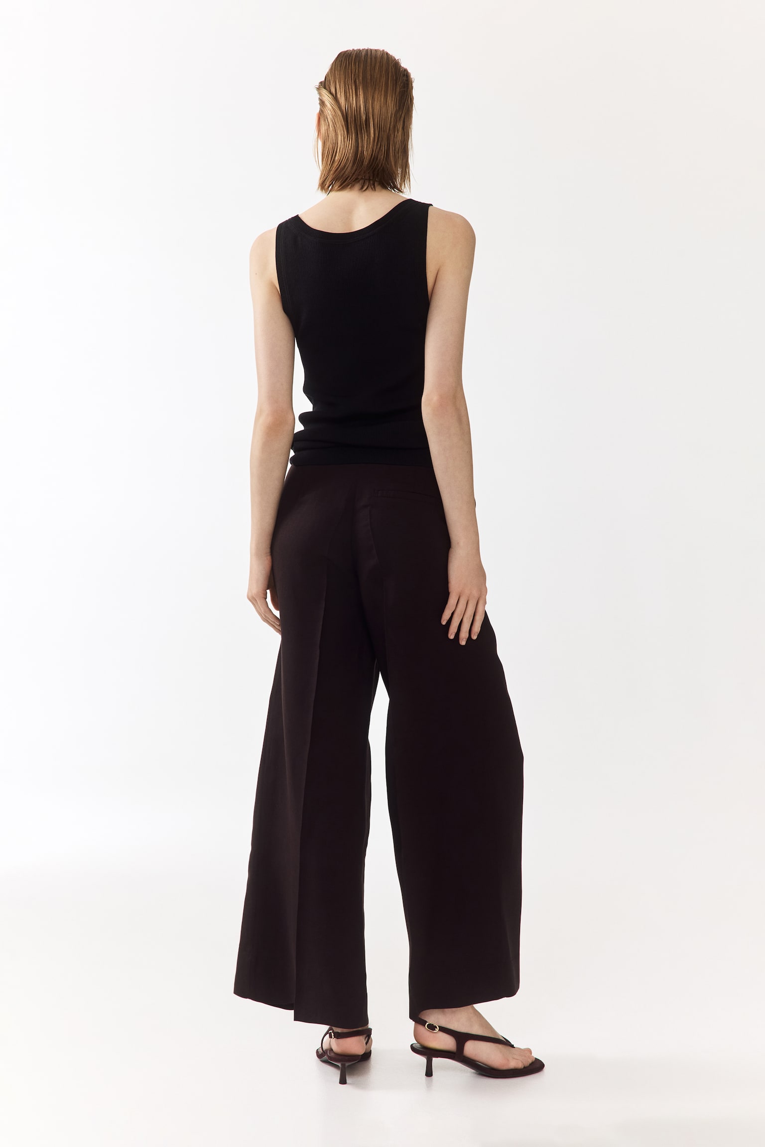 Женские брюки H&M Ankle-Length Linen-Blend, цвет: Тёмный сливовый фиолетовый — фото 4