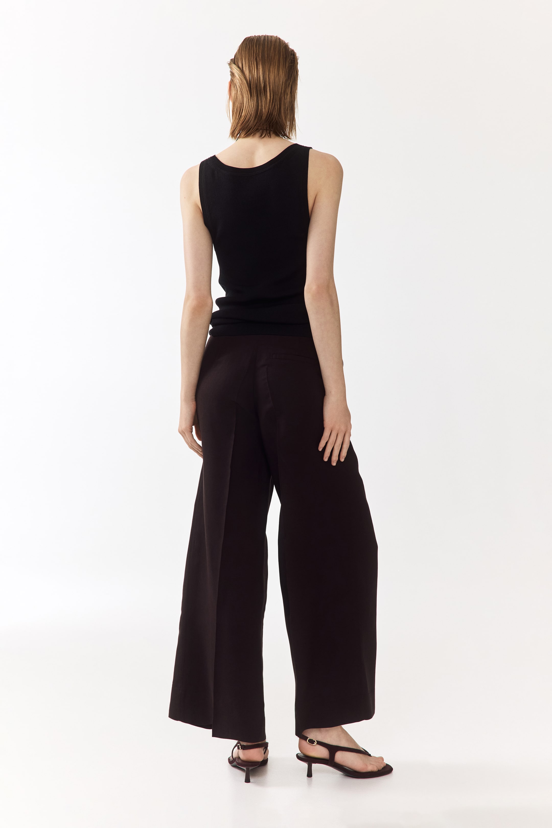 Ankle-Length Linen-Blend Pants