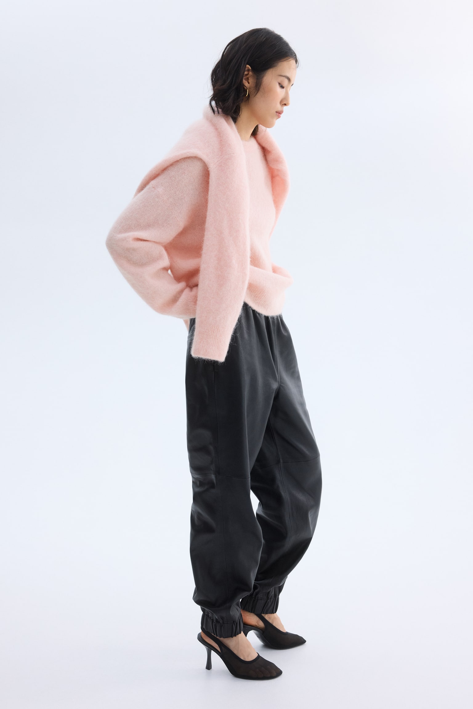 Oversized alpaca-blend jumper - Light pink/Brown/Light greige marl - 4