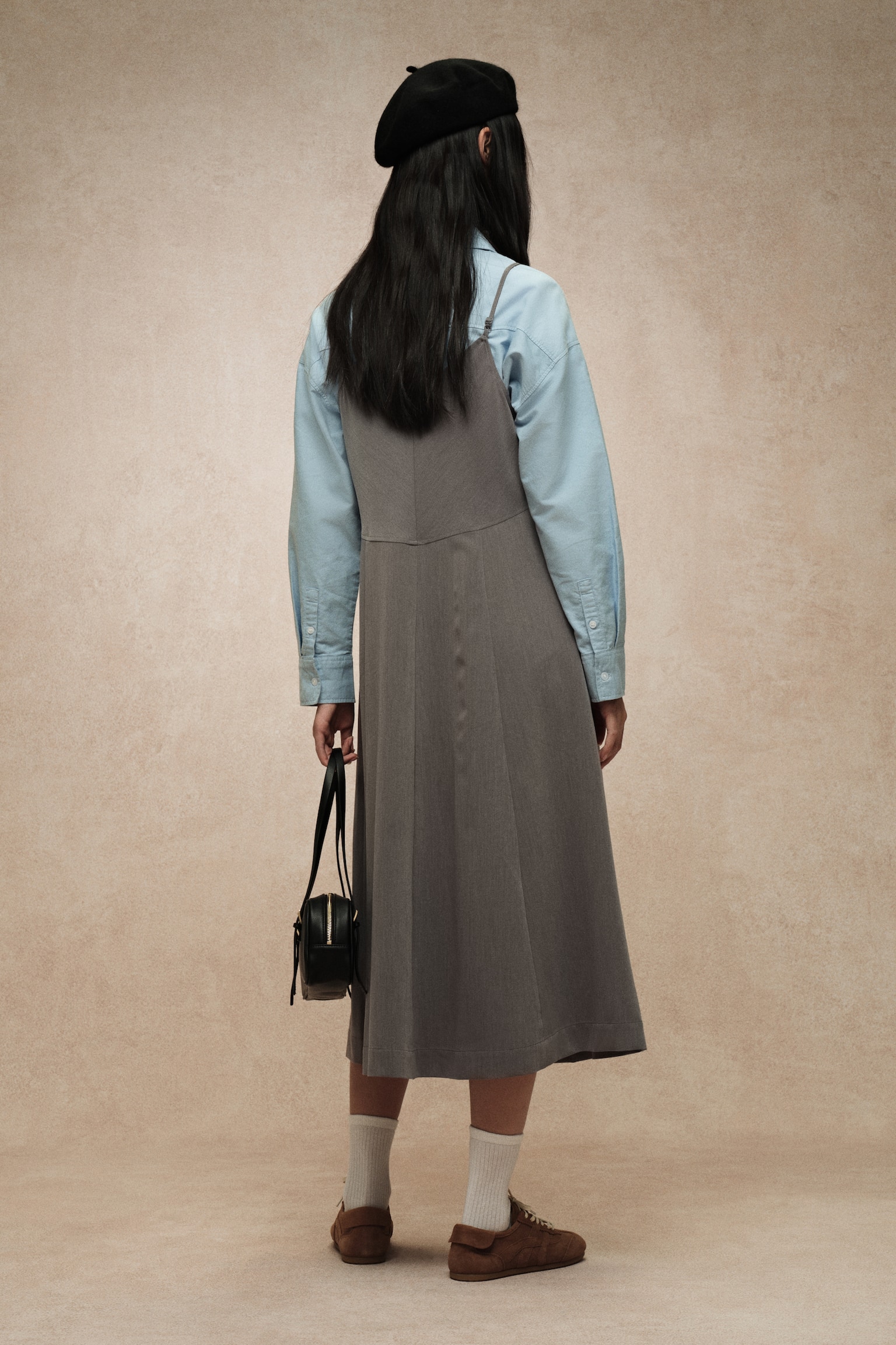 Strappy V-neck dress - Grey/Brown/Checked - 5