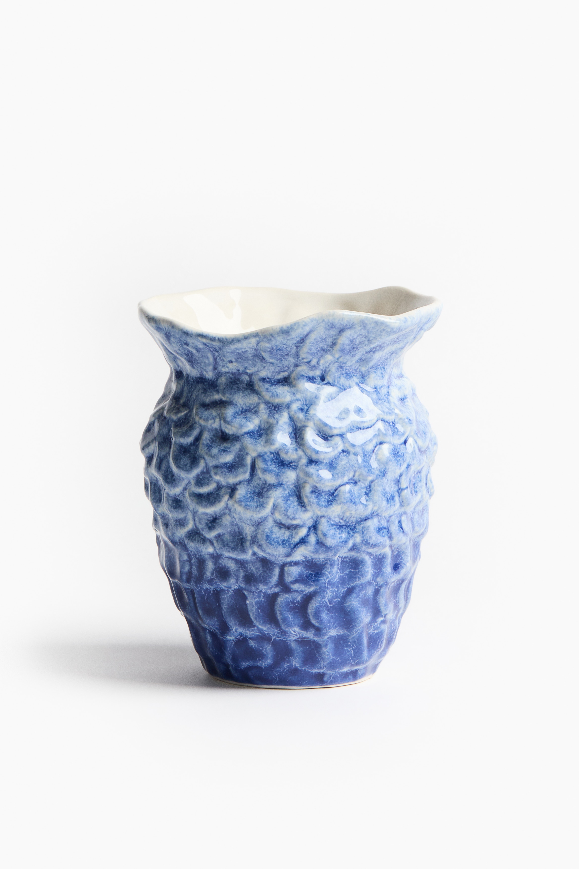 Small sea-inspired stoneware vase - Blue/White