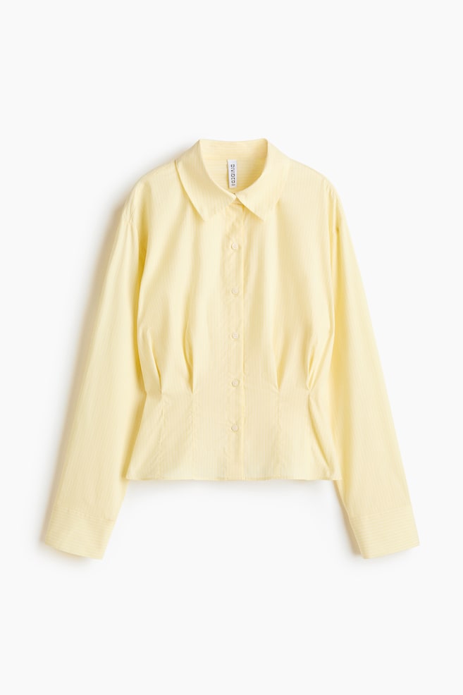 Waisted Poplin Shirt - White/Stripe/Light blue/Yellow/Stripe - 1