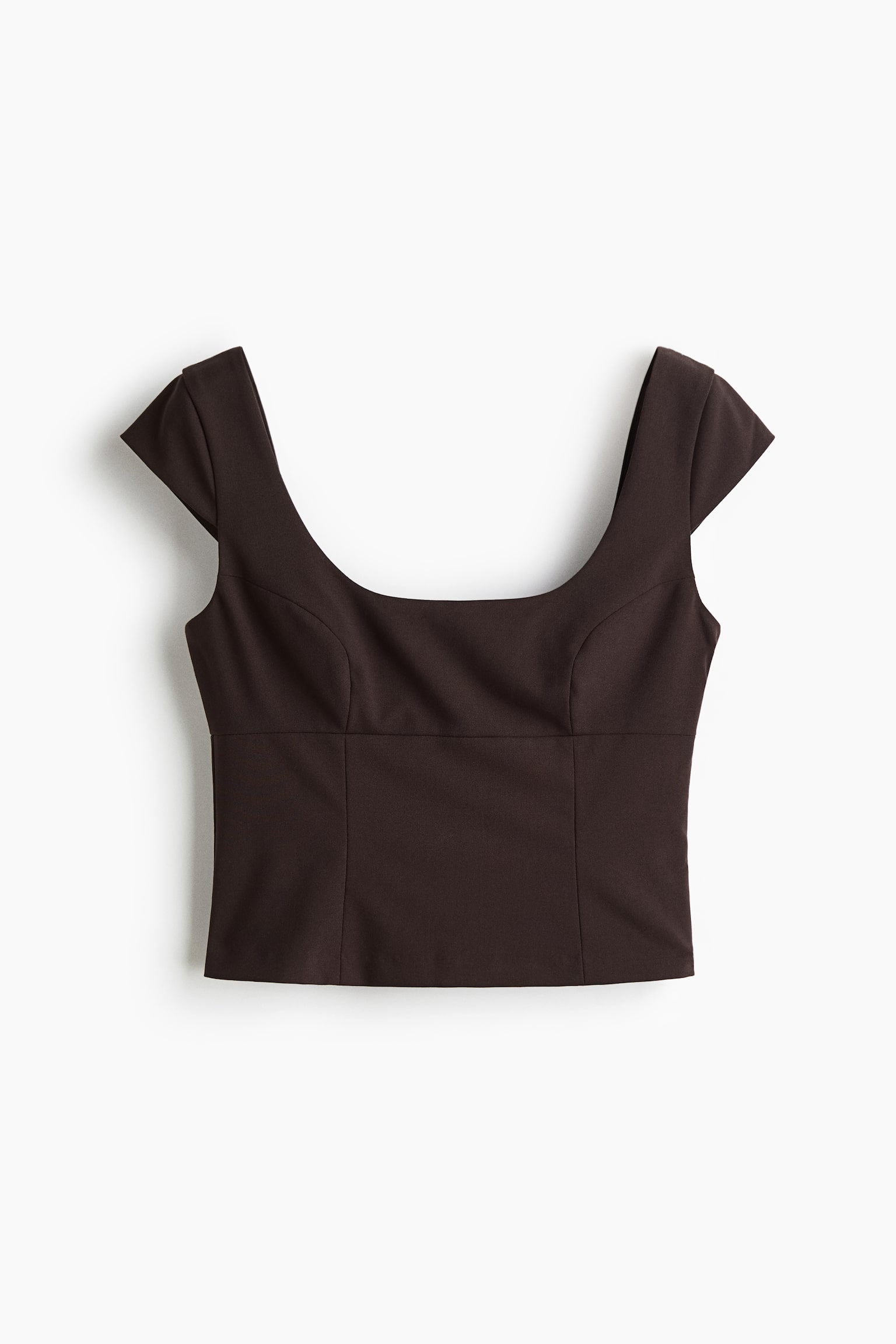 Женский топ H&M Sleeved Top, цвет: Тёмный коричневый — фото 1