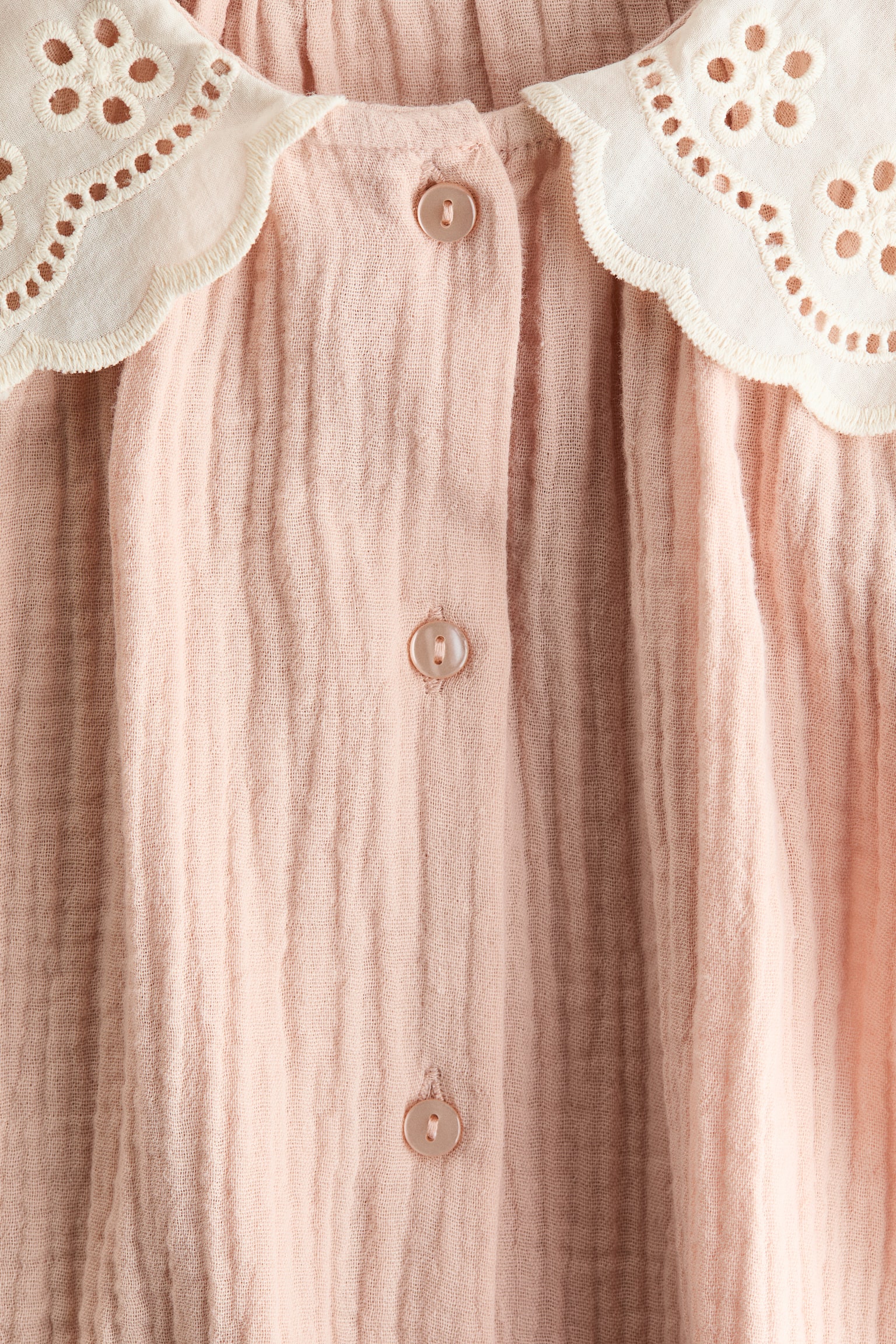 Cotton muslin romper suit - Light dusty pink/Cream - 2