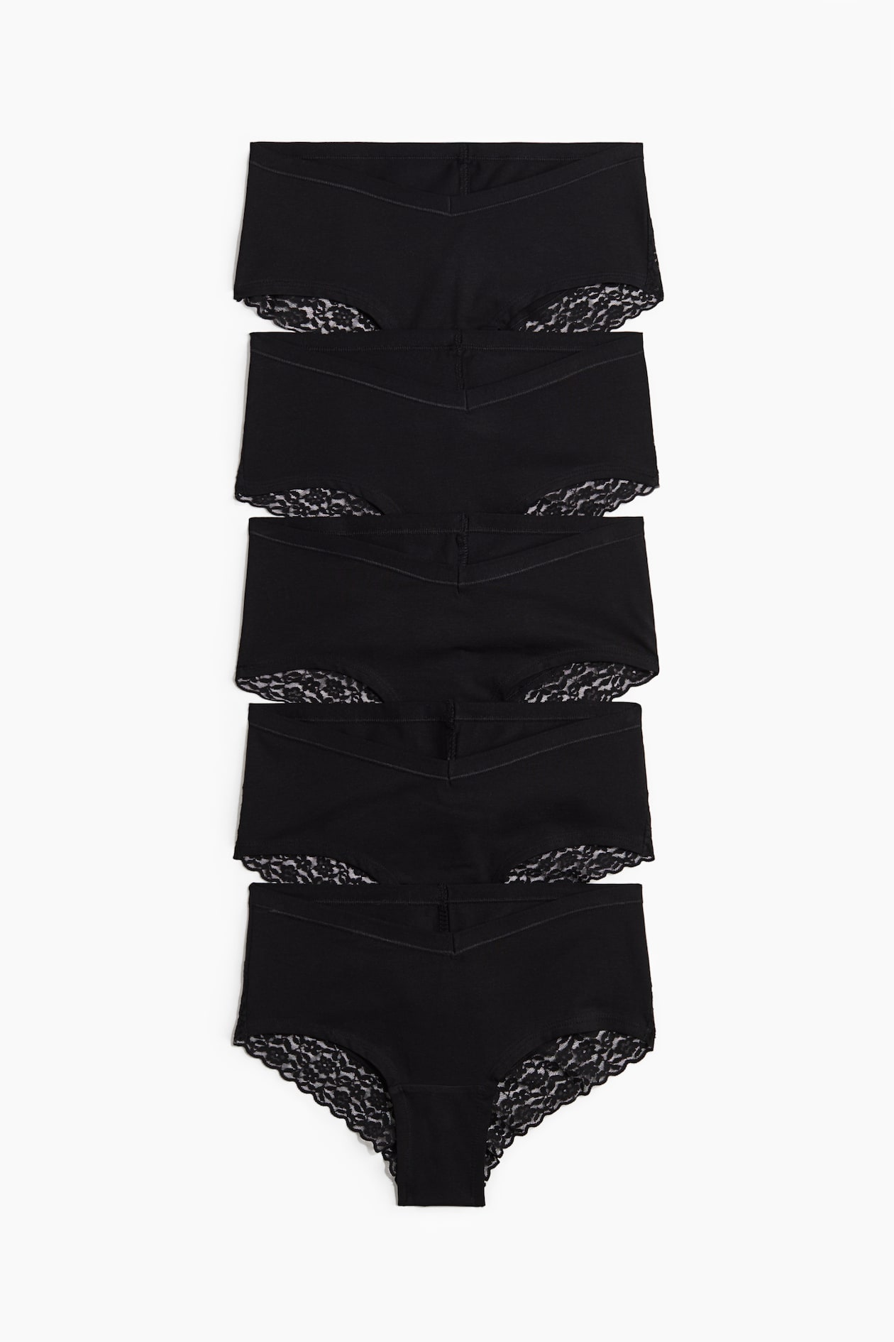 MAMA 5-Pack Lace-Trimmed Cotton Hipster Briefs