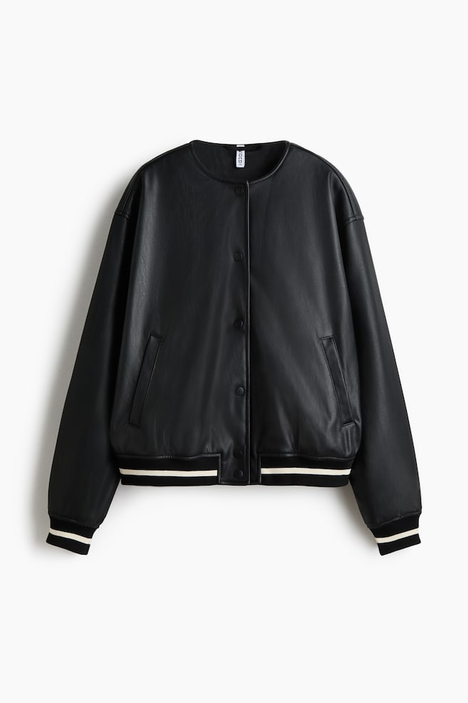 Coated Bomber Jacket - Black - 1