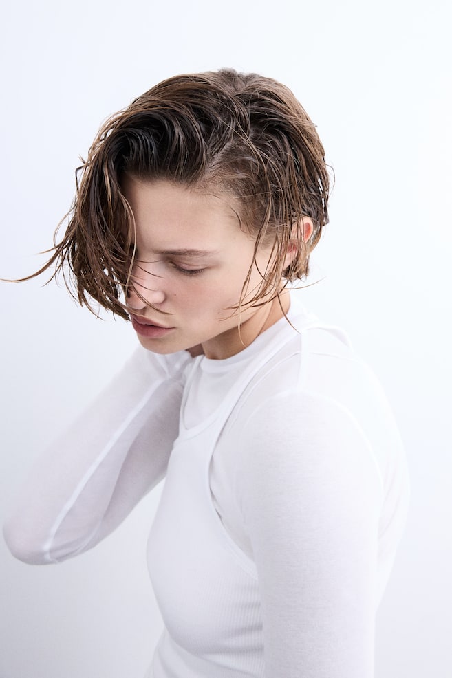 Ribbed Tank Top - White - 4