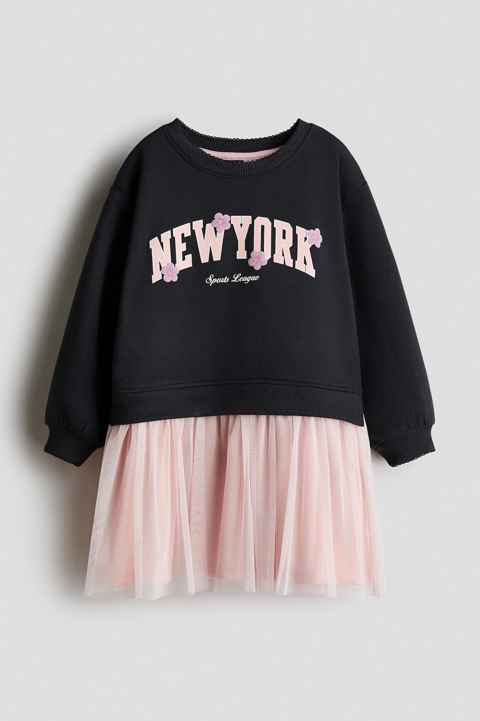 Sweatshirtklänning med tyllkjol - Mörkgrå/New York/Ljus gråmelerad/Regnbåge/Ljusbeige/Ballerinaskor/Ljusrosa/Häst