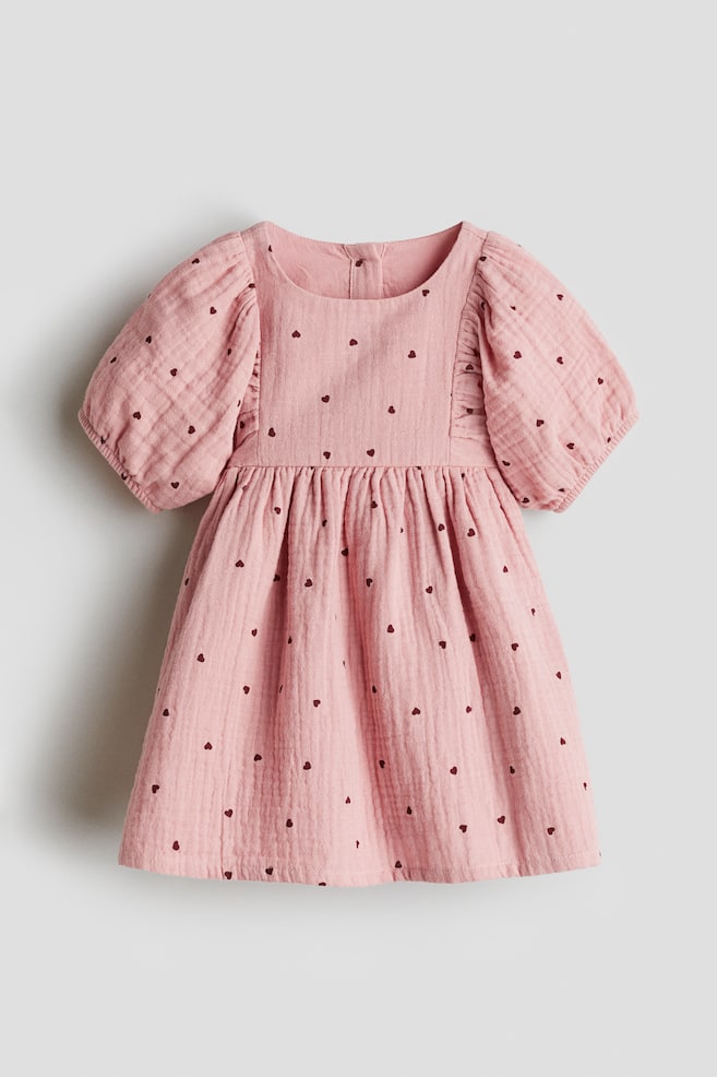 Vestido en seersucker de algodón - Rosa claro/Corazones/Azul claro/Floreado/Beige claro/Corazones - 1