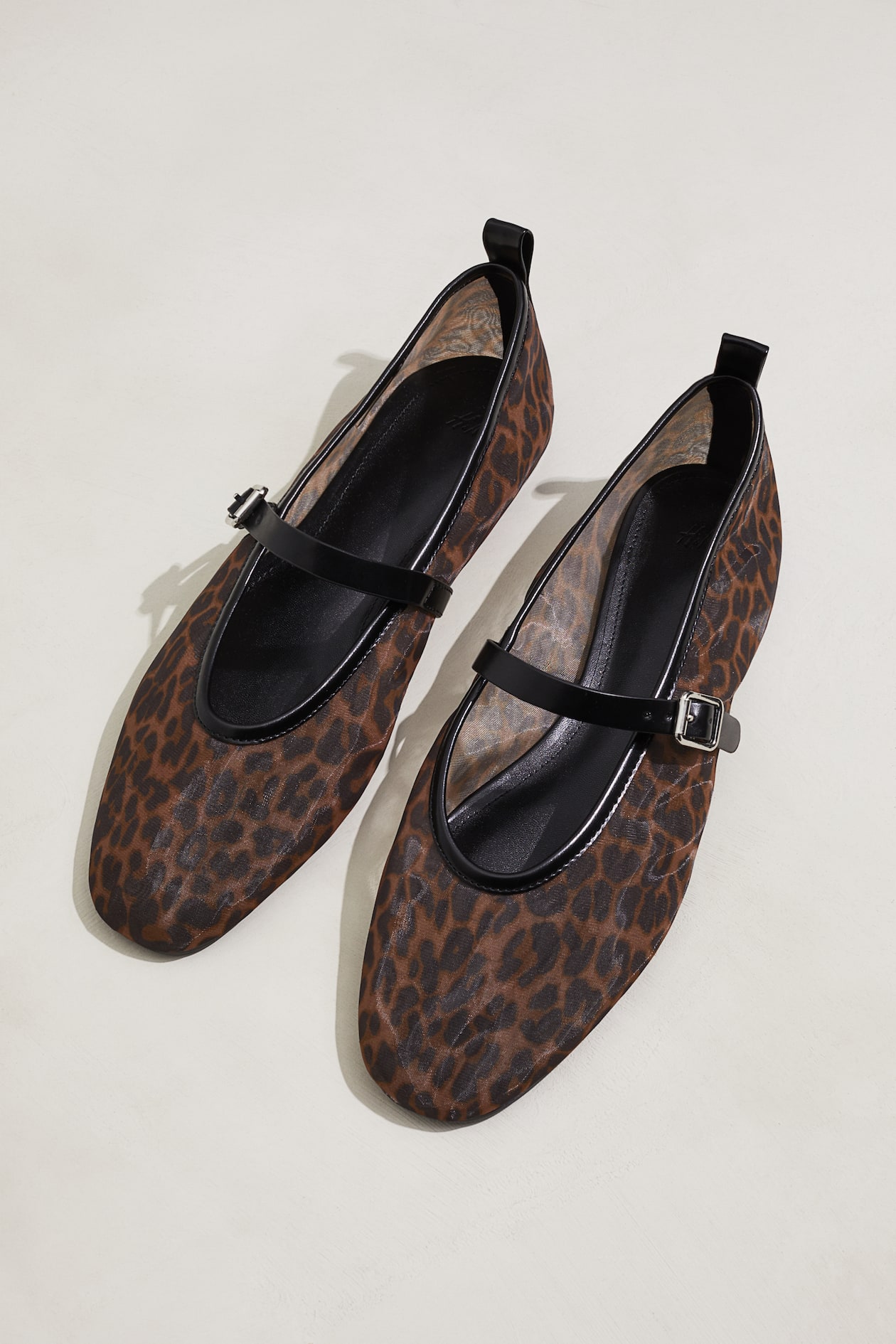 Mesh Mary Jane ballet pumps Brown/Leopard print Ladies H&M GB