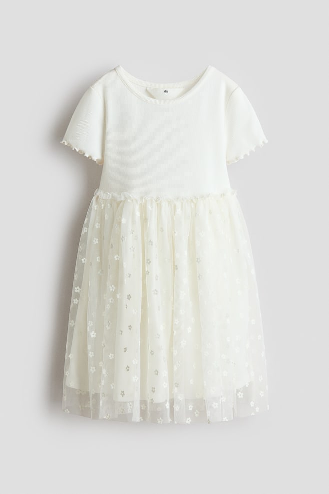 Robe avec jupe en tulle - Crème/fleurs/Violet ancien/Rose clair/cœurs/Rose ancien/cerises/Beige clair/Vert clair/Rose/nœuds/Turquoise ancien clair - 1