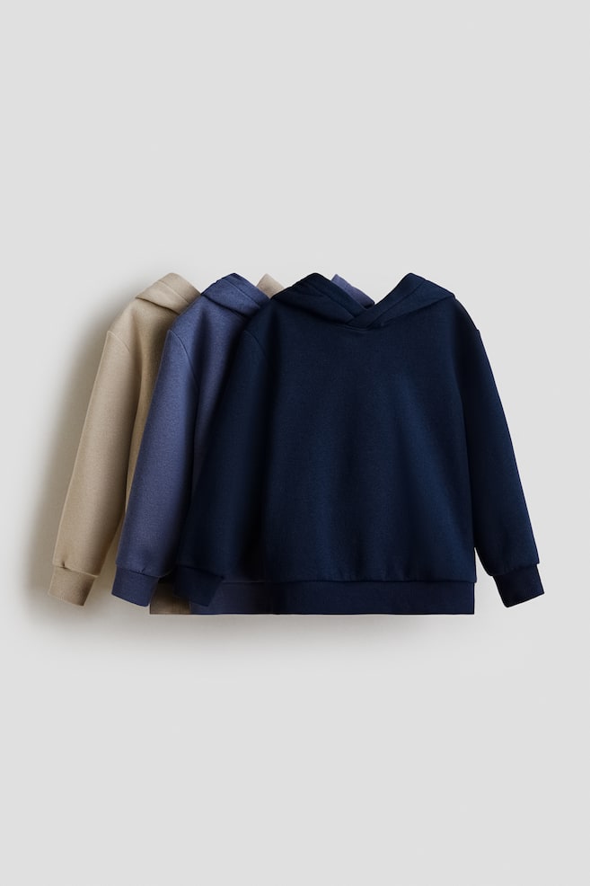 3-pack Hoodies - Beige/navy blue/Navy blue/blue - 1
