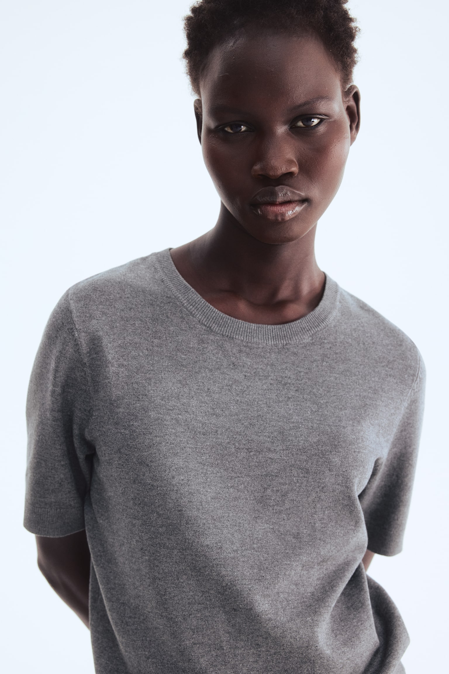 Fine-knit top - Grey marl/Bright red/Cream/Lilac/Black/Dark brown/Cream/Striped/White - 4