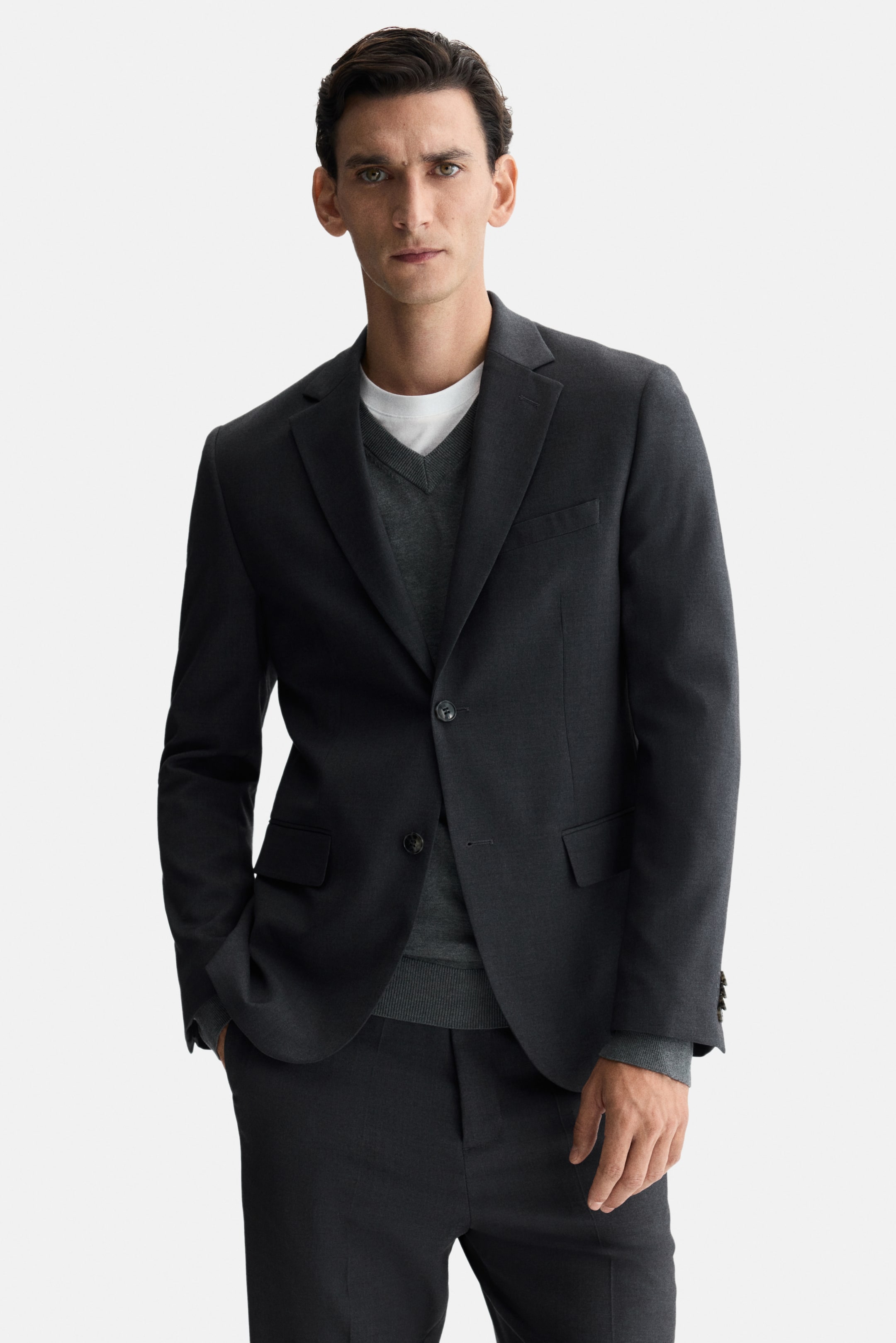 Ampliar la imagen: Saco Regular Fit de botonadura sencilla - Gris oscuro - Men | H&M MX 1