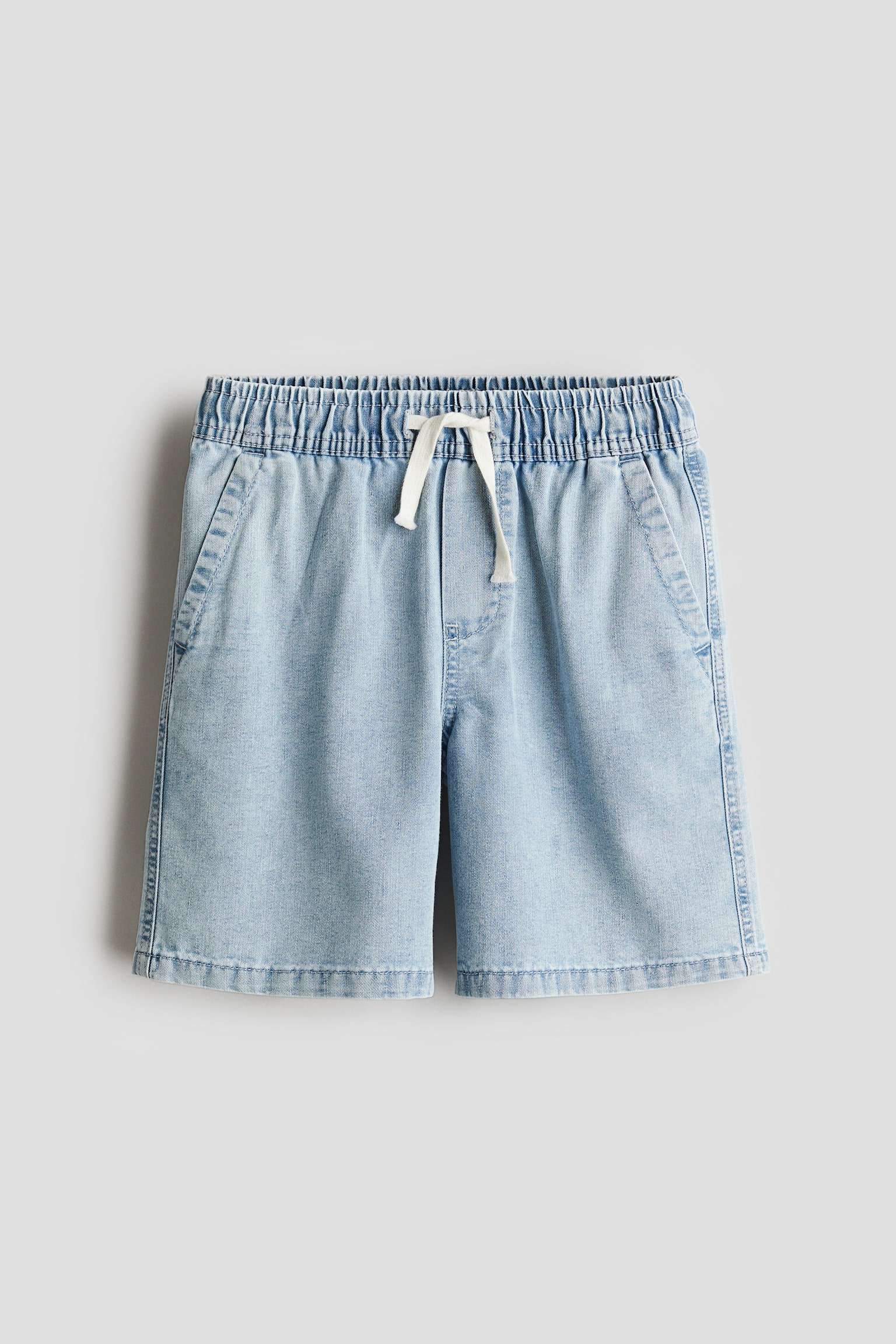 Loose Fit Denim shorts - Light denim blue/White/Striped/Light brown - 1