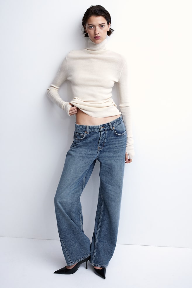 Wide Regular Jeans - Denimblå/Denimblå/Sort/Mørk denimgrå - 1