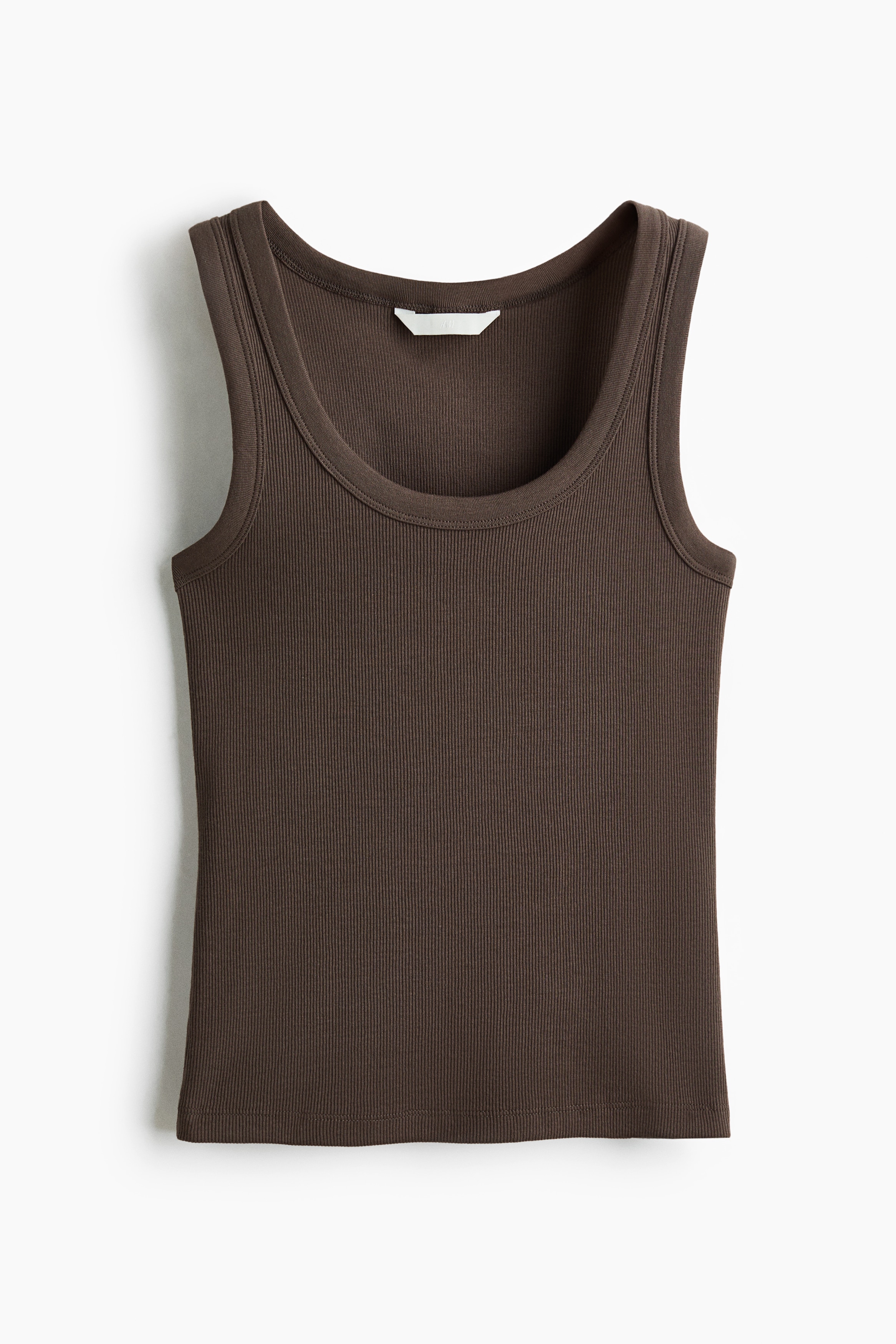 Ribbed Tank Top - Dark brown/Light dusty pink/Golden olive/White/Black/Light beige melange/Dark brown/Gray melange/Dark blue/Navy blue/Burgundy